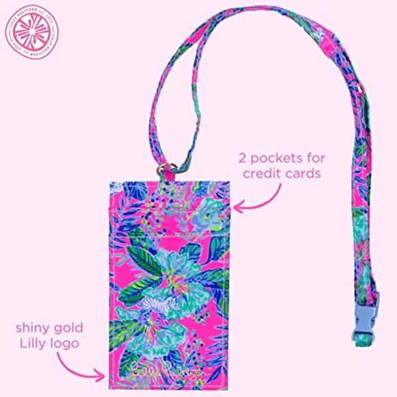 Lilly Pulitzer Lanyard With ID Holder & Keychain Wallet - Soleil It On Me Pattern, Gold Zipper, 16.5" Neck Strap - View #5